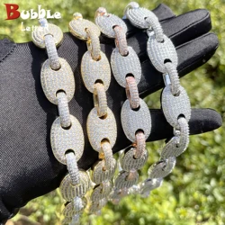 Bubble Letter Iced Out Cuban Link Chain for Men Necklace Choker Prong Setting Cubic Zirconia Hip Hop Jewelry