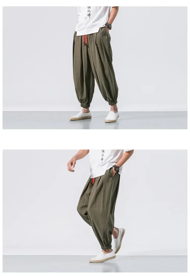 Neue Trendy Männer Harem Hosen Lose Übergroßen Stil Baumwolle und Leinen Hohe Qualität Jogger Jogginghose Casual Männliche Hosen – Detail 11