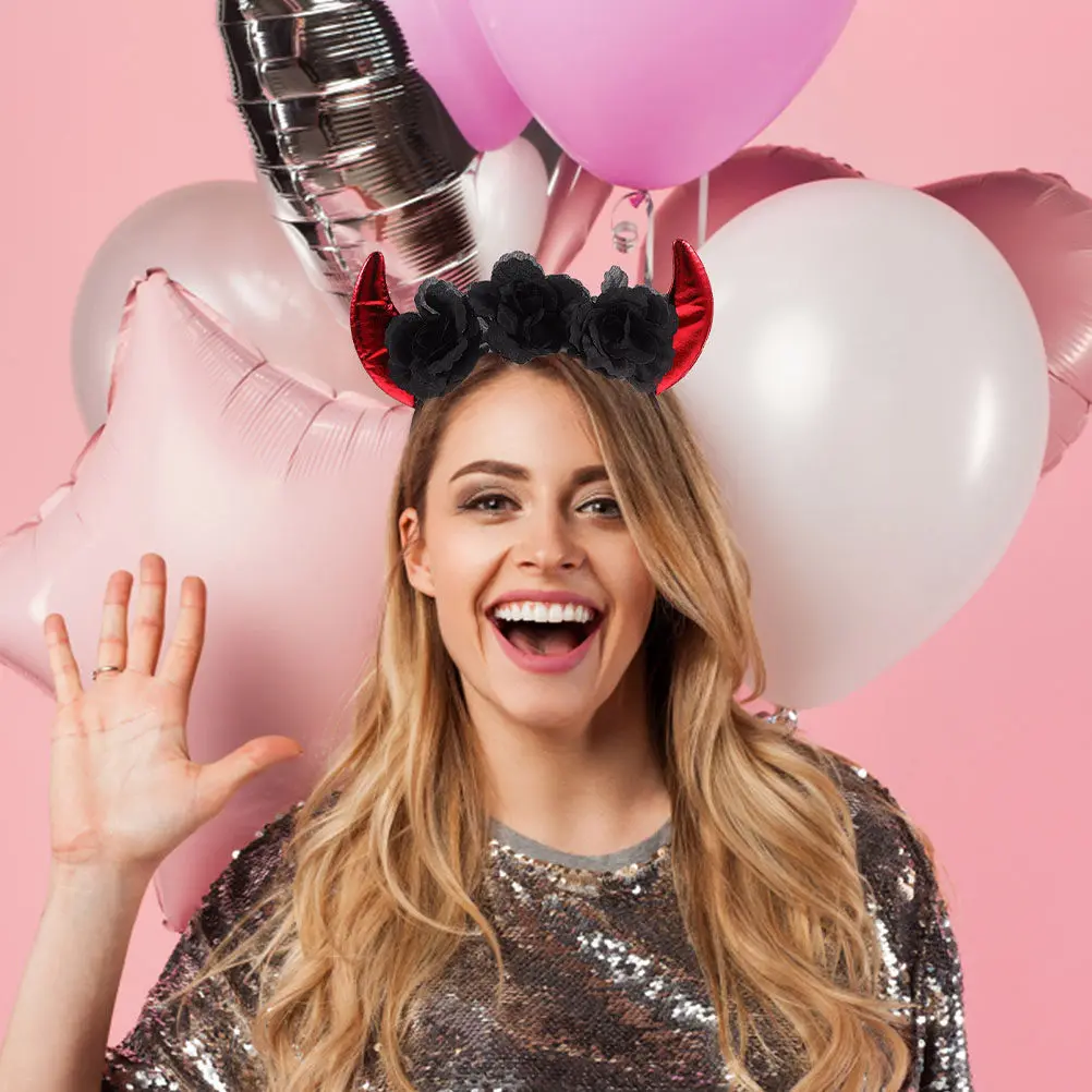 

2Pcs Halloween Devil Horn Headband Flexible Comfortable Headbands Devil Horn Hair Bands Party Hair Accessories Halloween