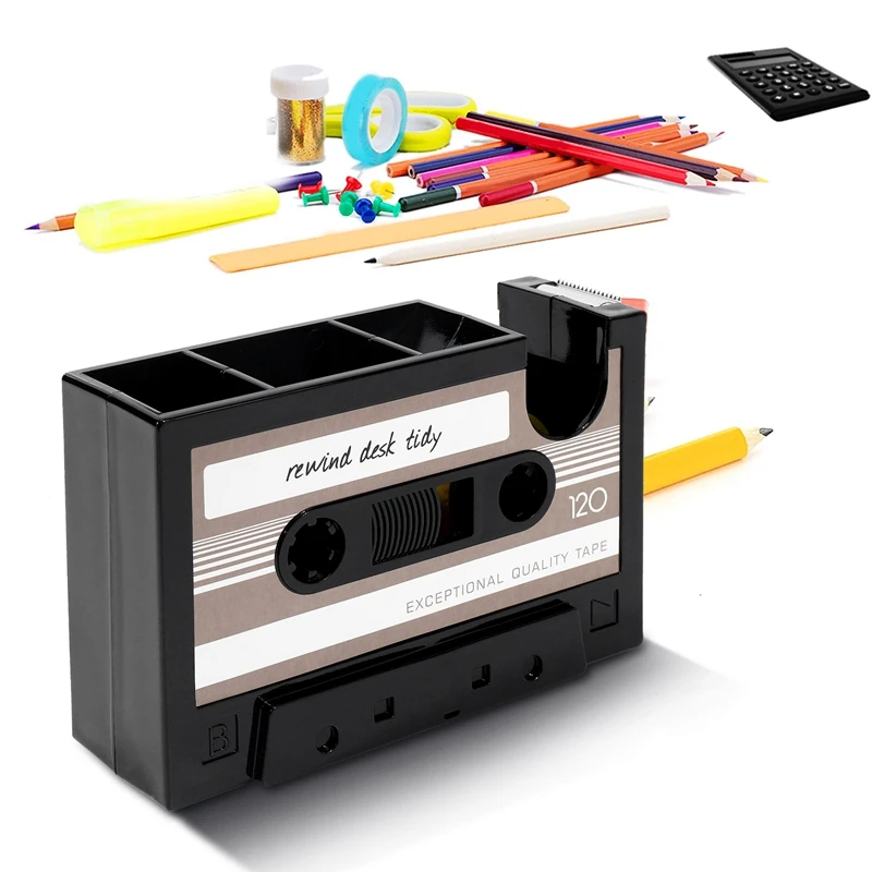 Cassette Tape Dispenser Pen Holder Vase Pencil Pot Stationery Desk Tidy Container Office Stationery Supplier Gift