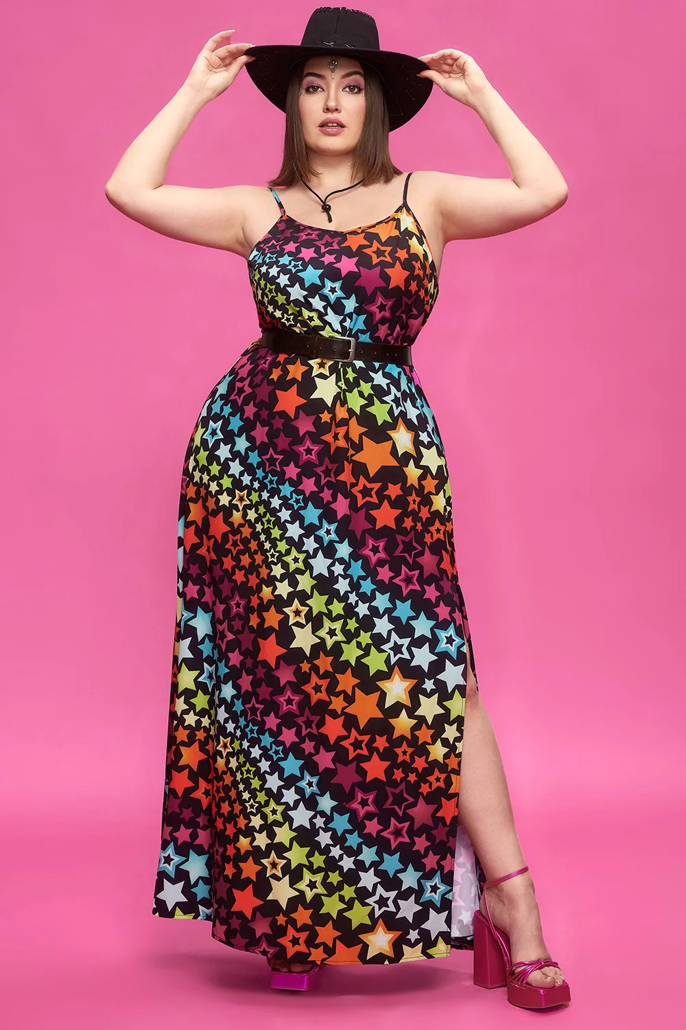 

Plus Size Party Multicolor Spring Summer V Neck Split Maxi Dresses