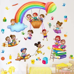 Rainbow Amusement Park Hot Air Balloon Wall Stickers Baby Room Bedroom Living Room Wall Stickers Art Murals