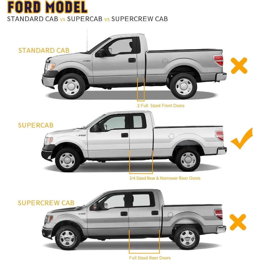6 لوحات تشغيل متوافقة مع 2009-2014 Ford F-150 Super Cab - قضبان جانبية Nerf من سبائك الألومنيوم للمركبات مع 2 #4