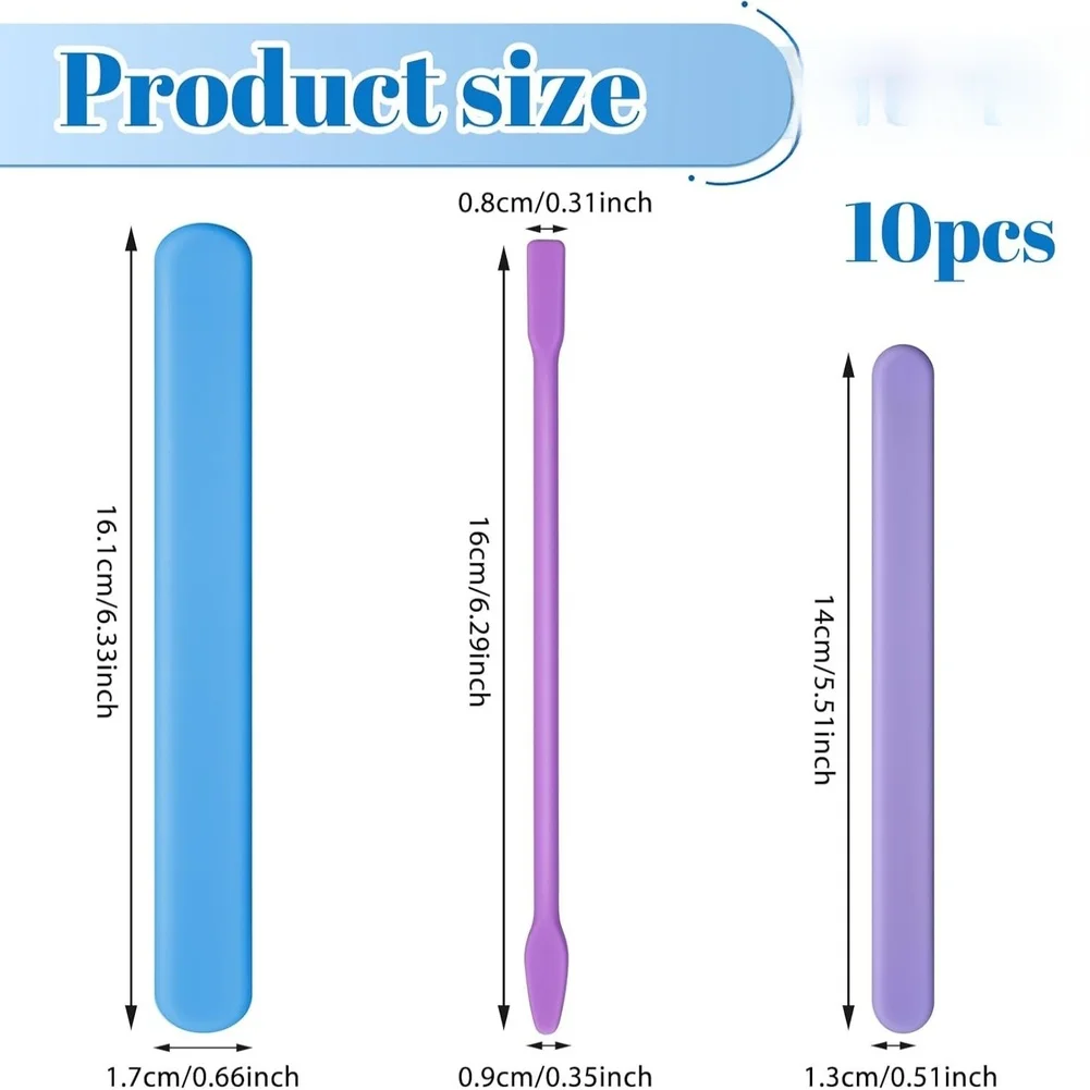 Reusable Silicone Stirring Set 10 Pieces for Epoxy Resin Casting Wax Melting and DIY Candle Crafting Activities
