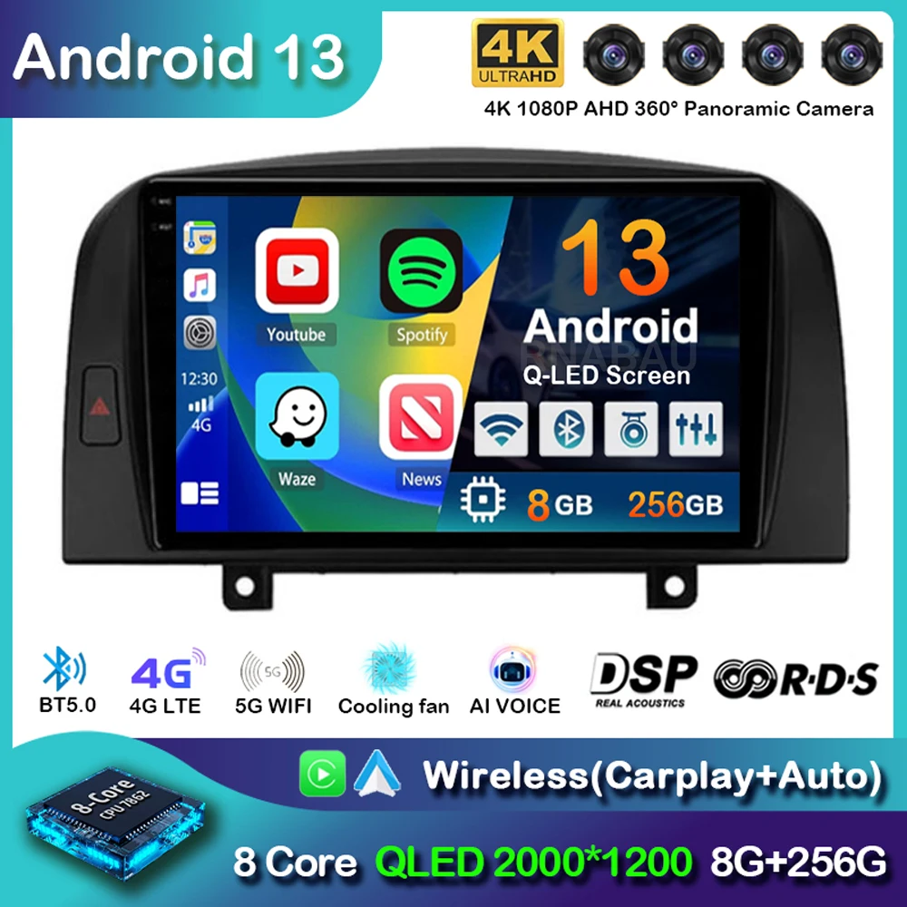 

Android 13 WIFI+4G Carplay For Hyundai SONATA NF 2004 2005 2006 2007 2008 Car Radio Multimedia Player GPS Navigation DSP 2din BT