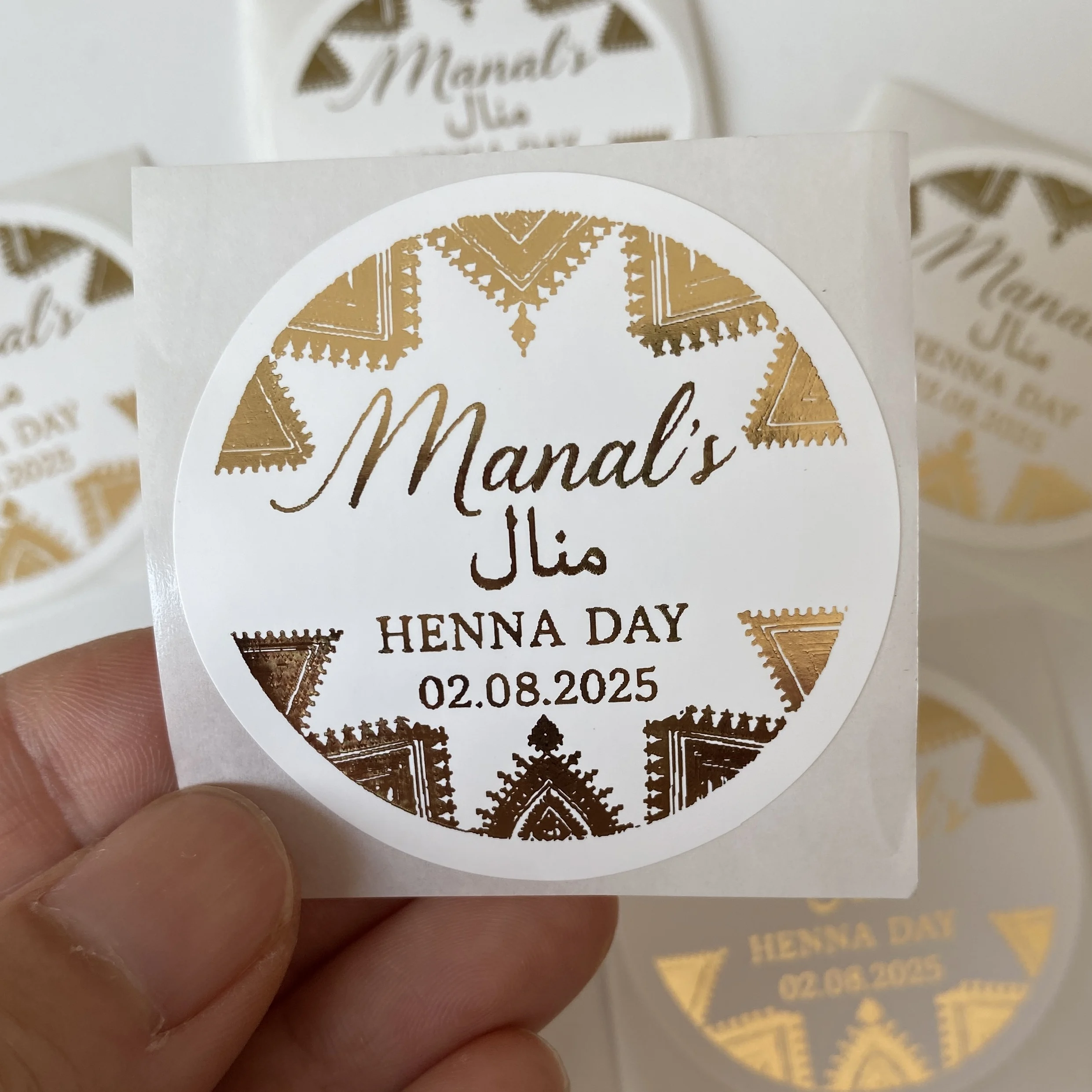 Decoraciones de Mehndi verdes, pegatina personalizada de boda de Henna de algodón, etiqueta de vela personalizada de Henna de agradecimiento