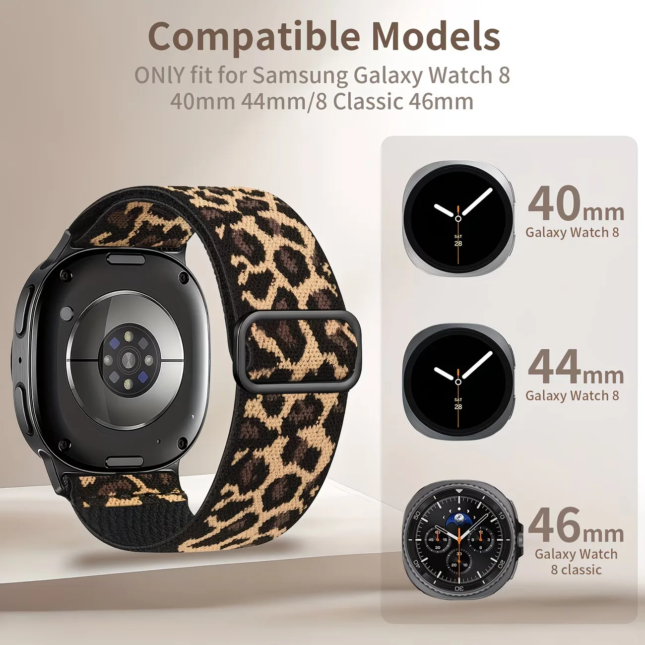 

No Gaps Elastic Nylon Band for Samsung Galaxy Watch 8 40/44mm & Classic 42/46mm Adjustable Breathable Strap