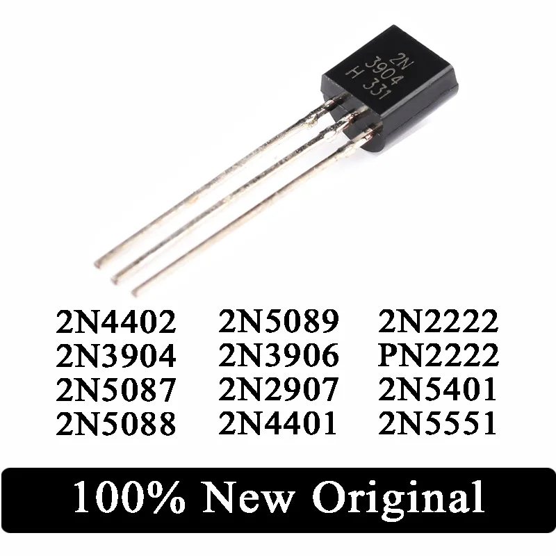 50PCS 2N3904 2N3906 2N2907 2N4401 2N2222 PN2222 2N5401 2N5551 2N TO-92 TO92 transistor 100% New IN Stock