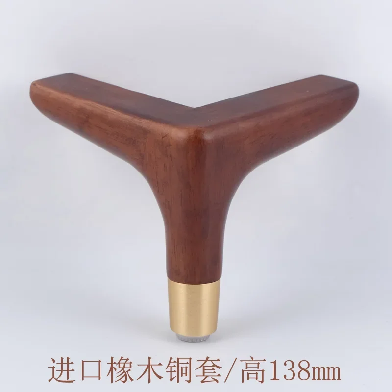yes4Pcs Rubber Wood Walnut Stain Triangular Leg Feet With Brass Tip For Sofa Furniture Coffee Bar Cabinet Replacement Screw