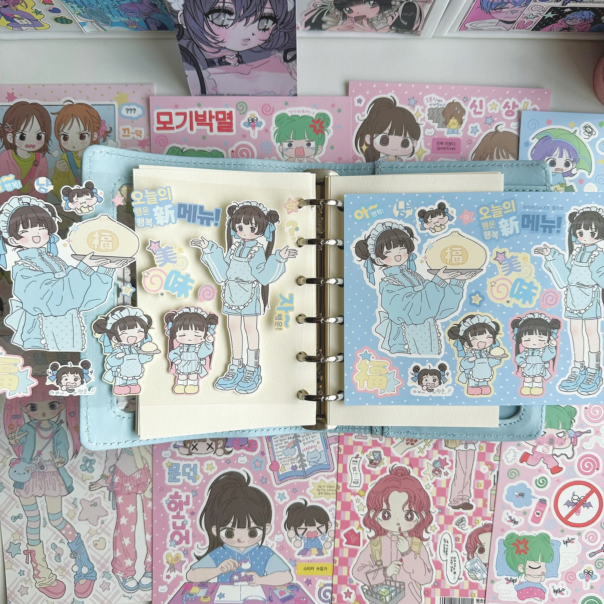 1/8PCS Korea Cartoon Girl Stickers Cute Girl Character Stickers Hand Account Diary Notebook Scrapbook DIY Decorative Stickers