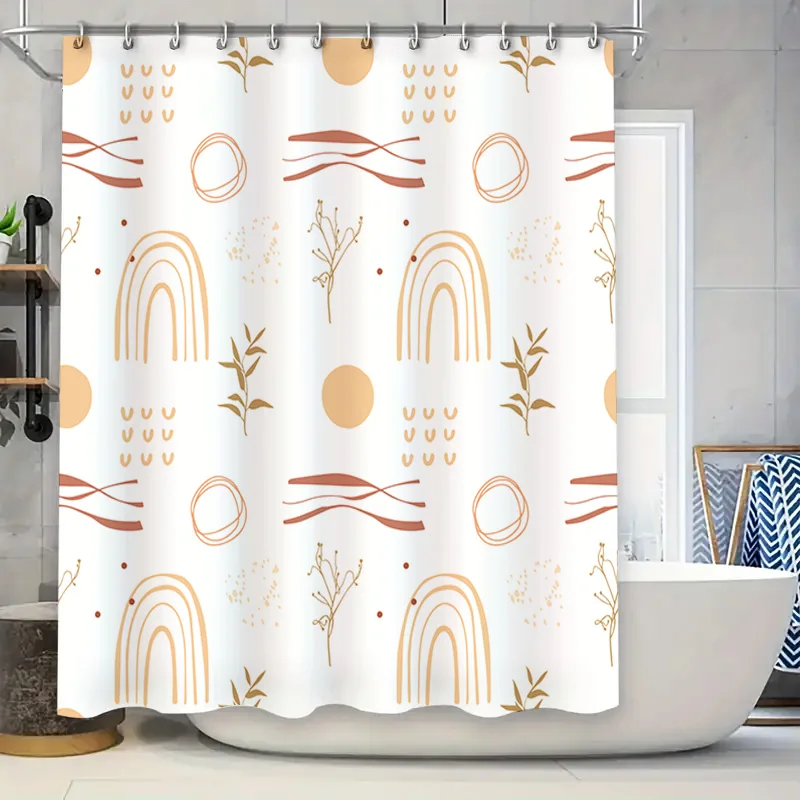 

Modern Style Bath Shower Curtain Waterproof Print Decorative Home Decoration 3D Printing Rainbows Flowers Leaves Bathroom Decor