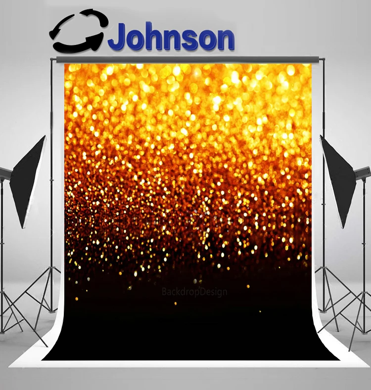 

JOHNSON Gold Glitter Sparkly Bokeh Black Sequin photography backgrounds High quality Computer print christmas backdrop