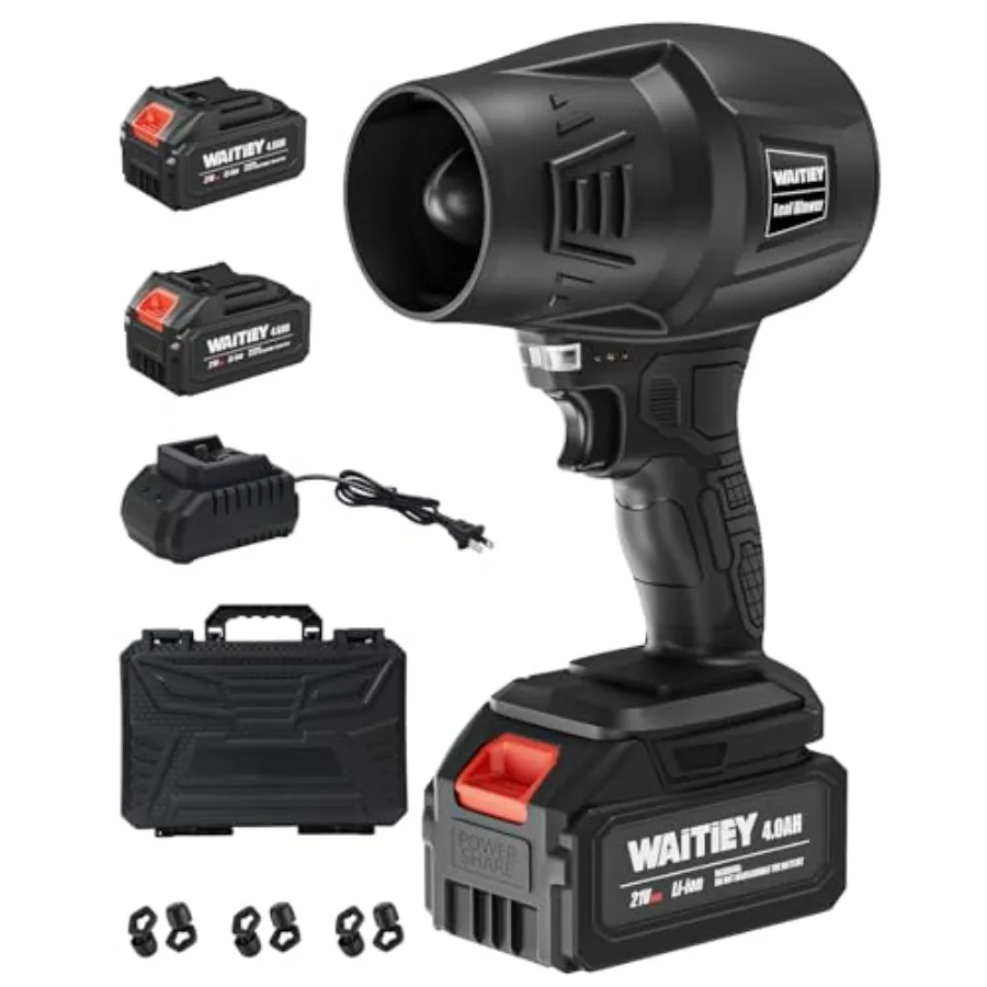 

Аккумуляторная воздуходувка для листьев с батареей и зарядным устройством, легкая ручная воздуходувка для уборки патио, ухода за газоном, сдувания листьев