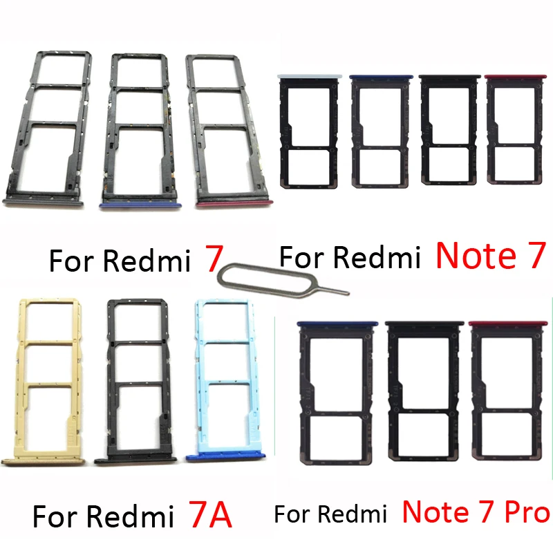 Taca na kartę SIM dla Xiaomi Redmi 7 7A uwaga 7 Pro oryginalny telefon nowa karta SIM uchwyt na kartę SD szuflada na Redmi Note 7 Pro