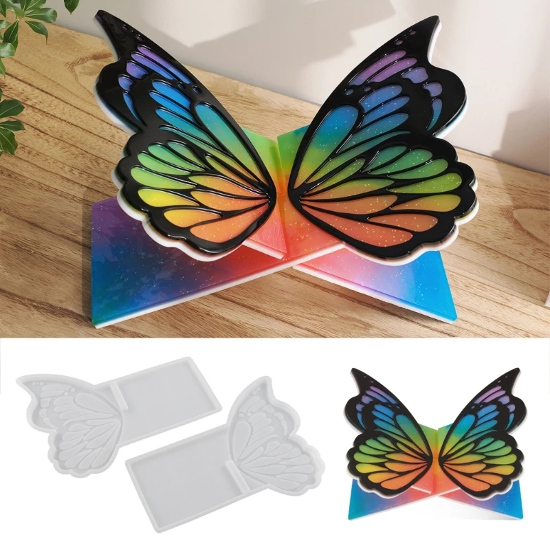 Creative Silicone Butterfly Bookshelf Resin Mold Unique Bookrack Ornament Mould Artistic Book Rack Making Molds