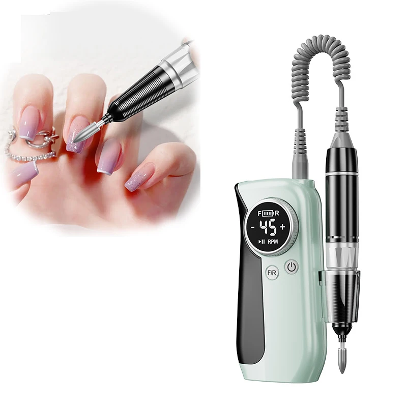 Electric Nail Drill, Electric Nail File for Acrylic Gel Dip Powder Nails, professional Cordless Manicure and Pedicure Kit