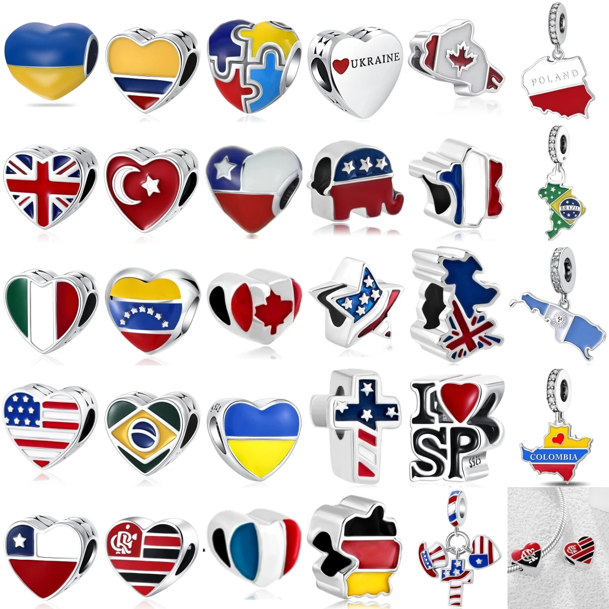 

Новая мода стерлингового серебра 925 пробы красочный флаг серии Шарм из бисера подходит для оригинального браслета DIY женские ювелирные изделия