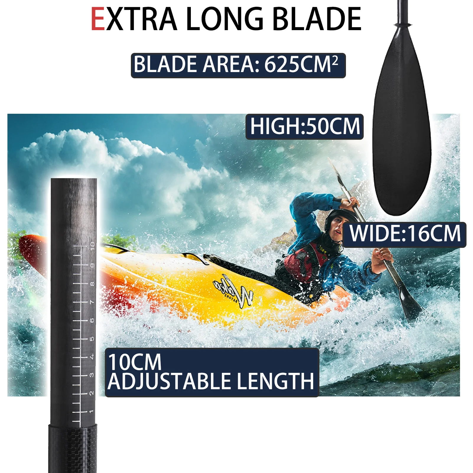 660g 2 Section Leisure Line Kayak Paddle 100% Full Carbon Fiber Kayak Paddle Ultra Light Carbon Paddle for Boat Surfing