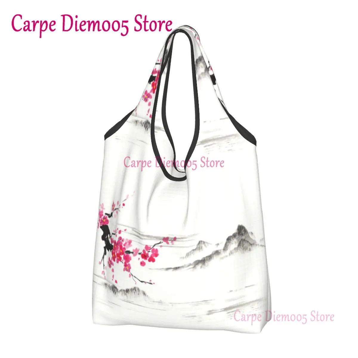 

Sakura Tree Cherry Blossom Grocery Shopping Bag Cute Shopper Shoulder Tote Bag Big Capacity Portable Japanese Flower Handbag