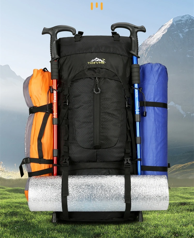 70L Outdoor Mountaineering Backpack Large Capacity Reflection Cycling Backpack Foldable Waterproof Leisure Travel Backpack 8008