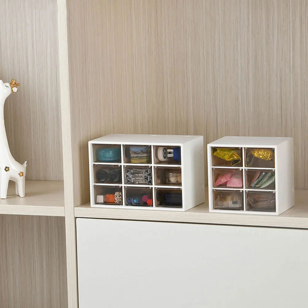 Scatola portaoggetti per cosmetici da 2 pezzi Organizzatore domestico bianco di grande capacità Design semplice Scatola portaoggetti per la casa salvaspazio Contenitore pratico