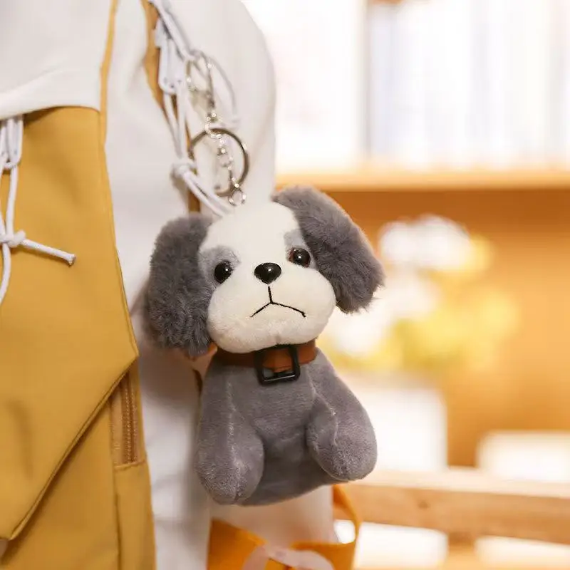 

12CM Cute Puppy Plush Toy Kawaii Pendant Keychain Cloth Plush Doll Little Teddy Dog Soft Toy Bag Car key Decor Kid Birthday Gift