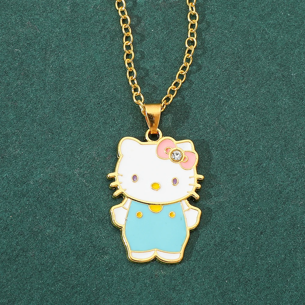 Sanrio Cute Cartoon Character Hello Kitty Pendant Necklace Fine Anime Neighborhood Necklace Neck Ornament Birthday Gift