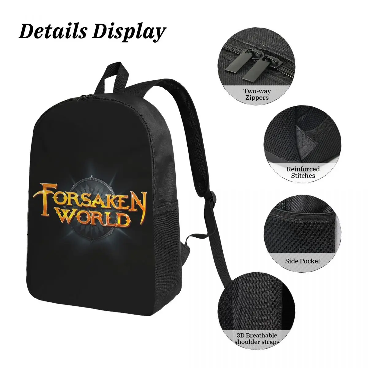 3Pcs Forsakens World Video Game Backpack Set for Children Pen Bags Bookbag Sets with Lunch Box For School Students Daypack