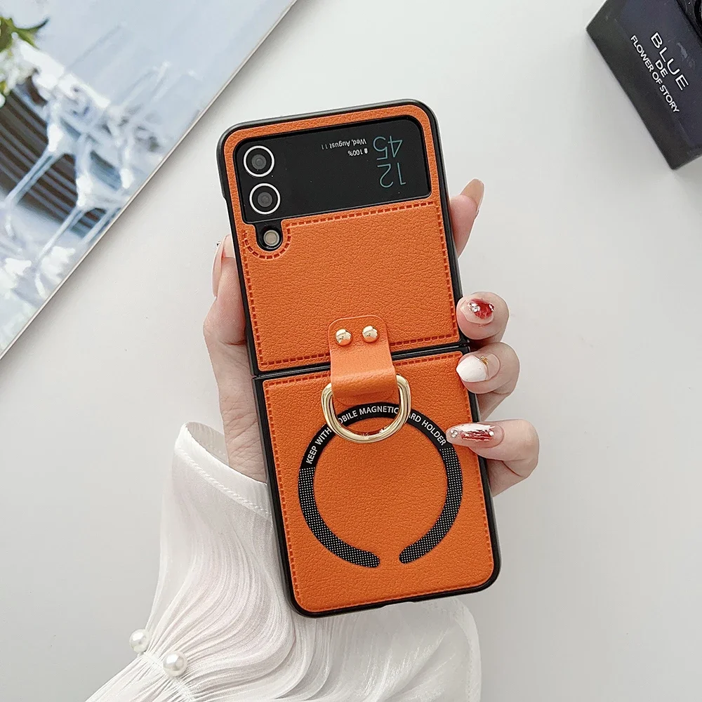 Flip8 PU-Leder Magnetische Handyhülle für Samsung Galaxy Z Flip 8 7 fe 6 5 4 mit Ringhalter Magsafe Kabellose Aufladung – Detail 8