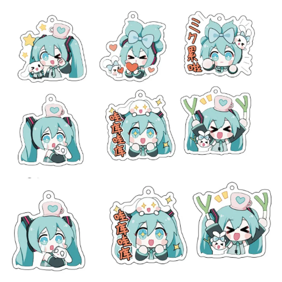

1/10pcs Hatsune Miku Acrylic Keychain Anime Cosplay Accessories Cute Cartoon Keyring Gift