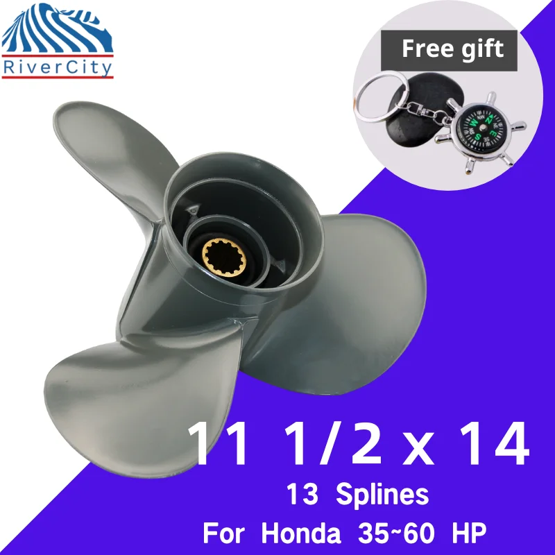 For Honda 35hp 40hp 45hp 50hp Outboard Propeller 11 1/2x14 Boat Motor Aluminum Alloy Screw Ship Marine Engine 3 Blade 13 Spline