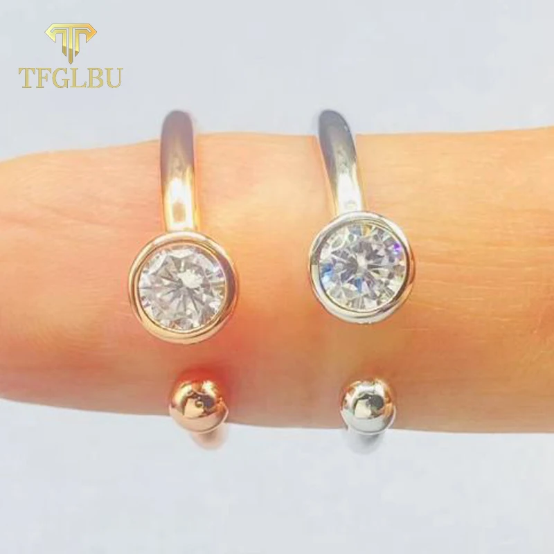 TFGLBU New D Color 5mm Sparking Moissanite S925 Sterling Sliver Ring for Women Bubble Diamond Party Dating Band Gift GRA Jewelry