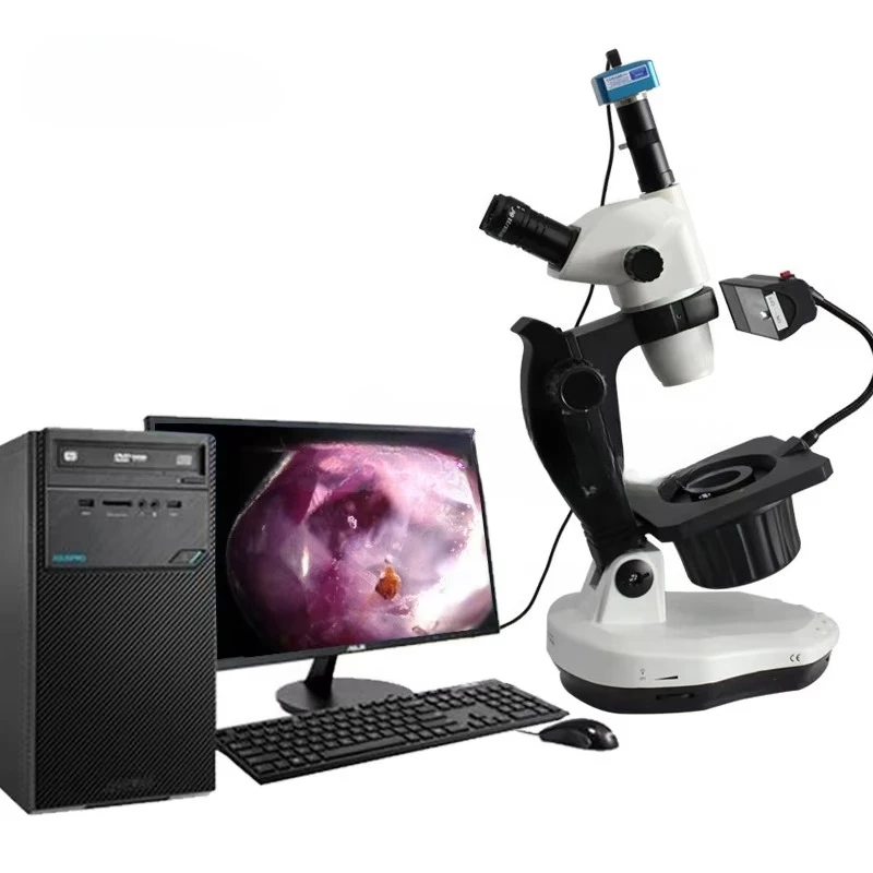 Continuous Zoom Jewelry & Gemology Trinocular Gemological Gem Microscope for Gem Identification