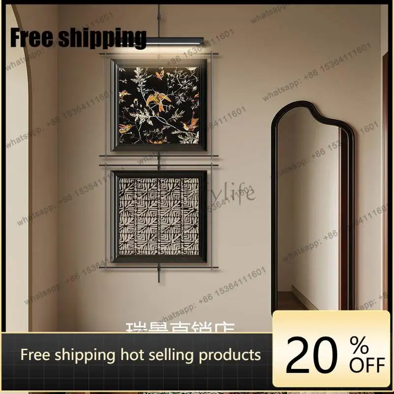 Factory Direct Wabi Sansi retro high-end decorative painting metal rod hanging painting