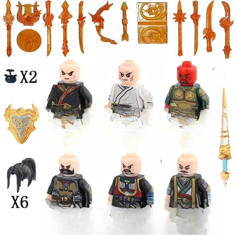 Three Kingdoms War Generals Building Blocks Man Model Assembled Ornaments Toys for Children's Gifts Holiday Desktop Decoration