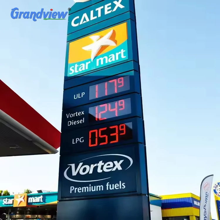 

Outdoor Standing Station Advertising Pillar ACP Pterol Price Message Sign Board Pylon Digital Price Totem Signage