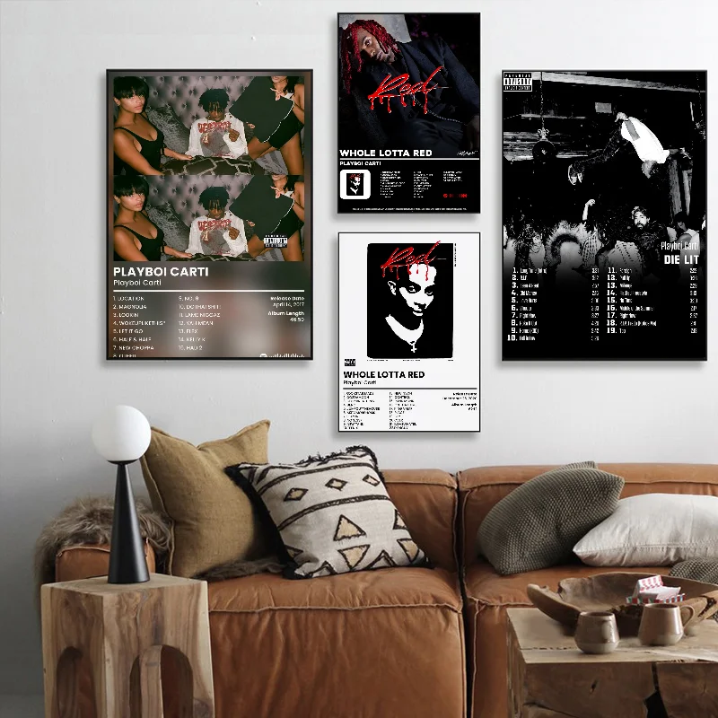 Rapper Playboi Carti Poster Self-adhesive Art Waterproof Paper Sticker Coffee House Bar Room Wall Decor