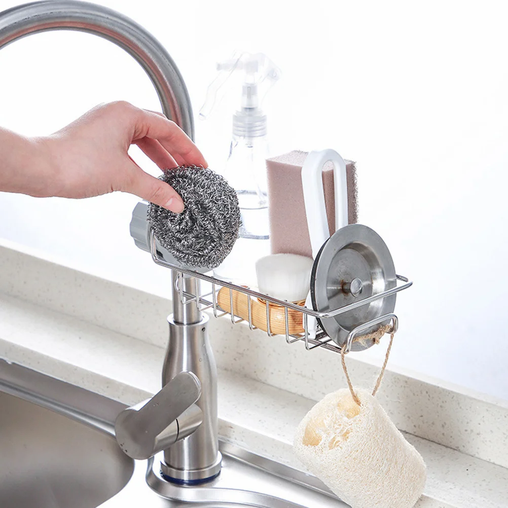 

Creative Sink ganizer No Rust Faucet Mounted Kitchen Sponge Storage Rack Sponge Holder Drainer Shelf Storage Rack