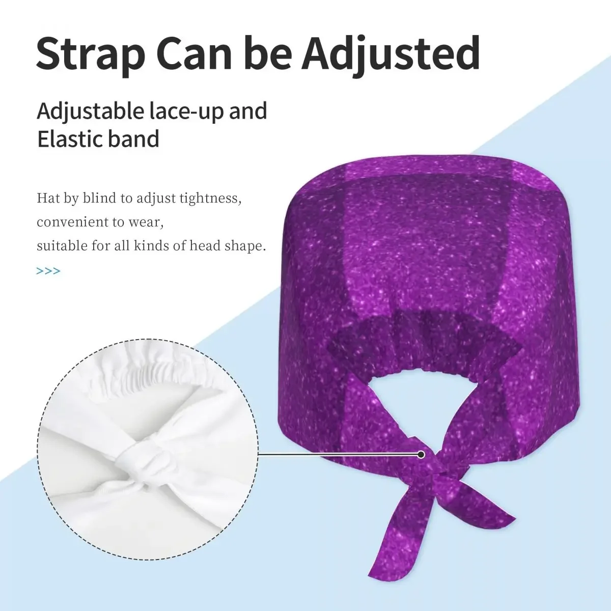 Purple Sparkly Glitter Scrub Hat Doctor Working Surgical Cap Unisex Adjustable Nursing Caps for Dentist - view 4