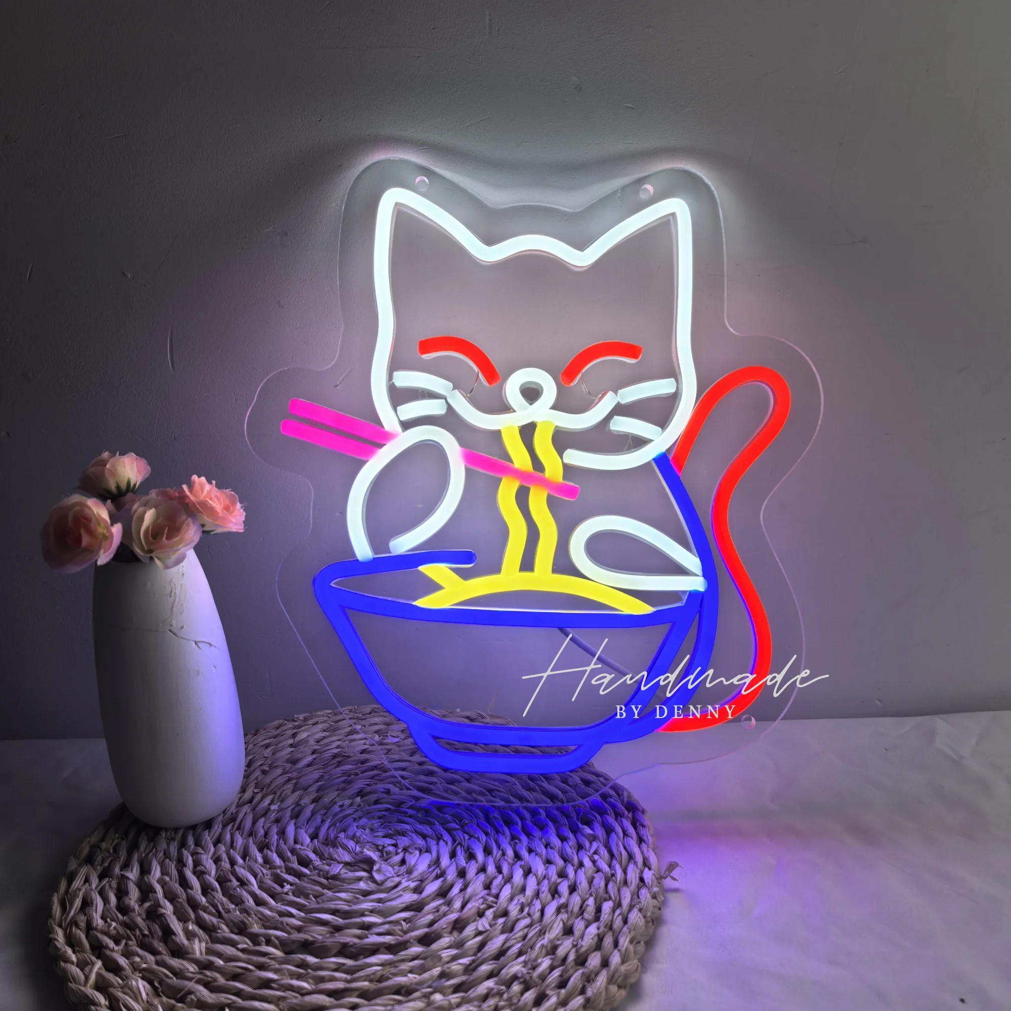 

Неоновая вывеска Lucky Cat Noodle LNeon: Светодиодная неоновая подсветка, светящаяся неоновая вывеска, настенный декор для дома, бара, гостиной, магазина, клуба