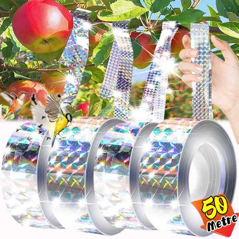 

Anti Bird Repellent Tape Hawks Pigeon Flashing Reflective Tape Bird Scare Tape Double-sided Repeller Ribbon for Garden Orchard