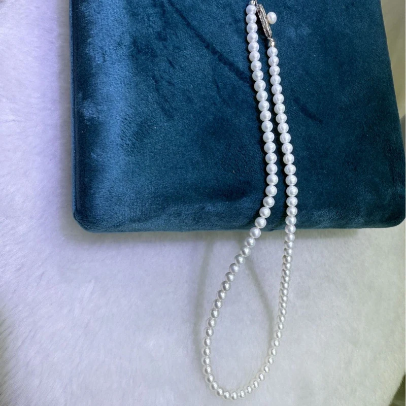 Freshwater pearl 4.5-5mm, perfectly round, almost, versatile sterling silver chain necklace