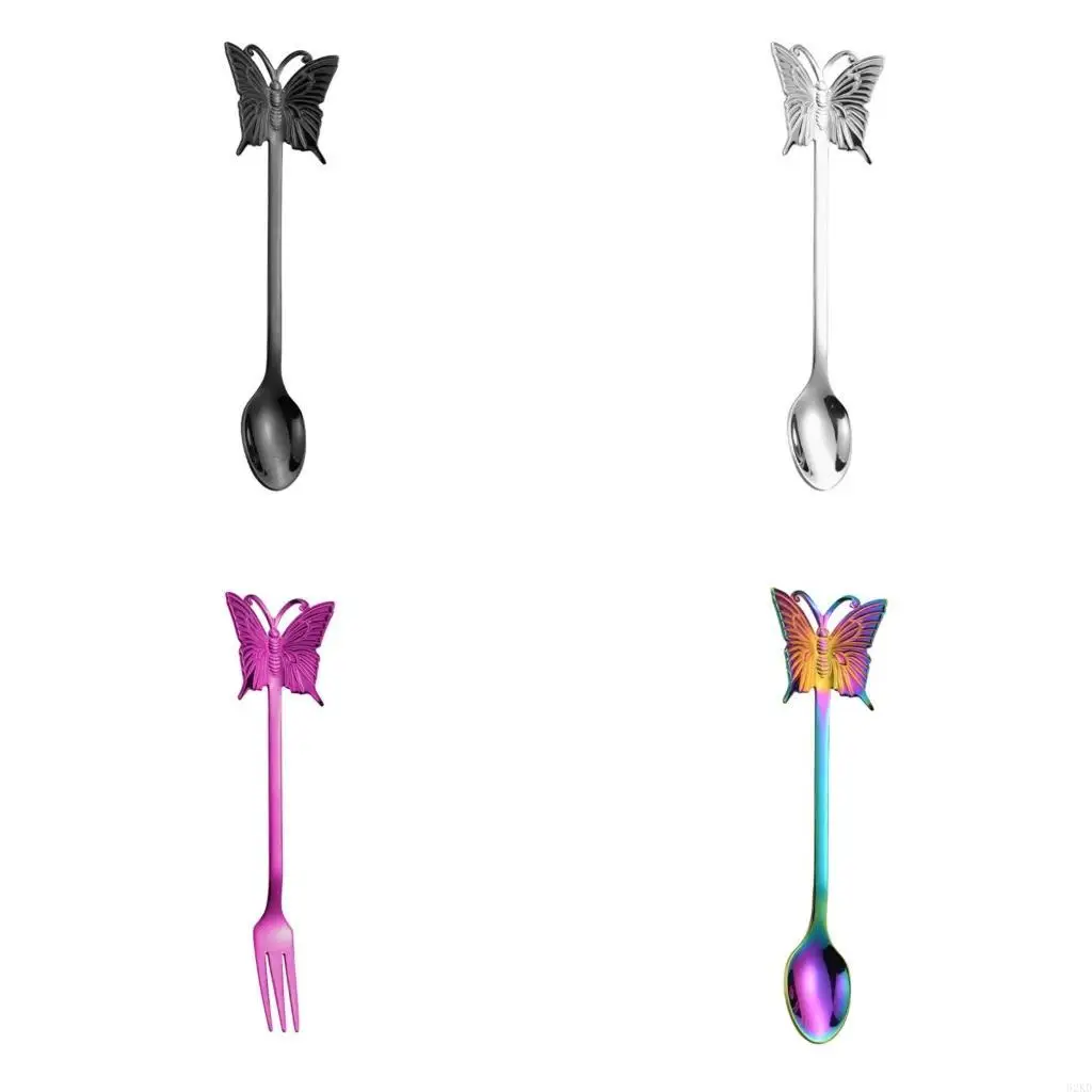 62KD 2 Pack Stainless Steel Mini Tableware Flatware Dessert Teaspoons Forks Spoons