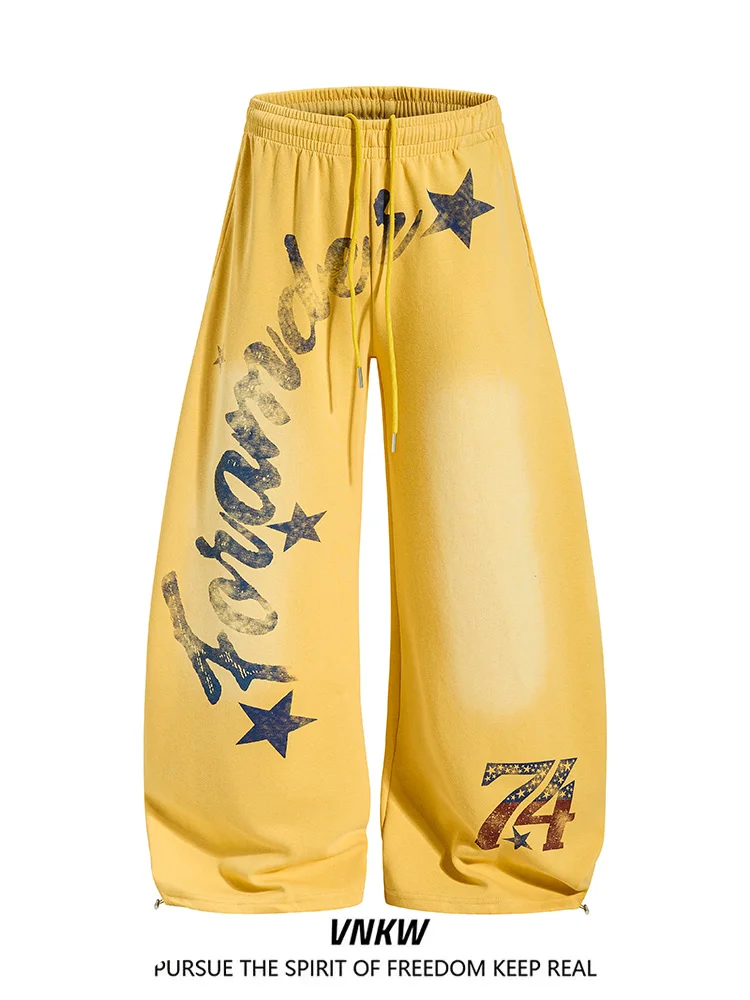 

American Retro Graffiti Loose Leggings Casual Pants Unisex Knife Pants Trendy Street Dance Sports Sweatpants