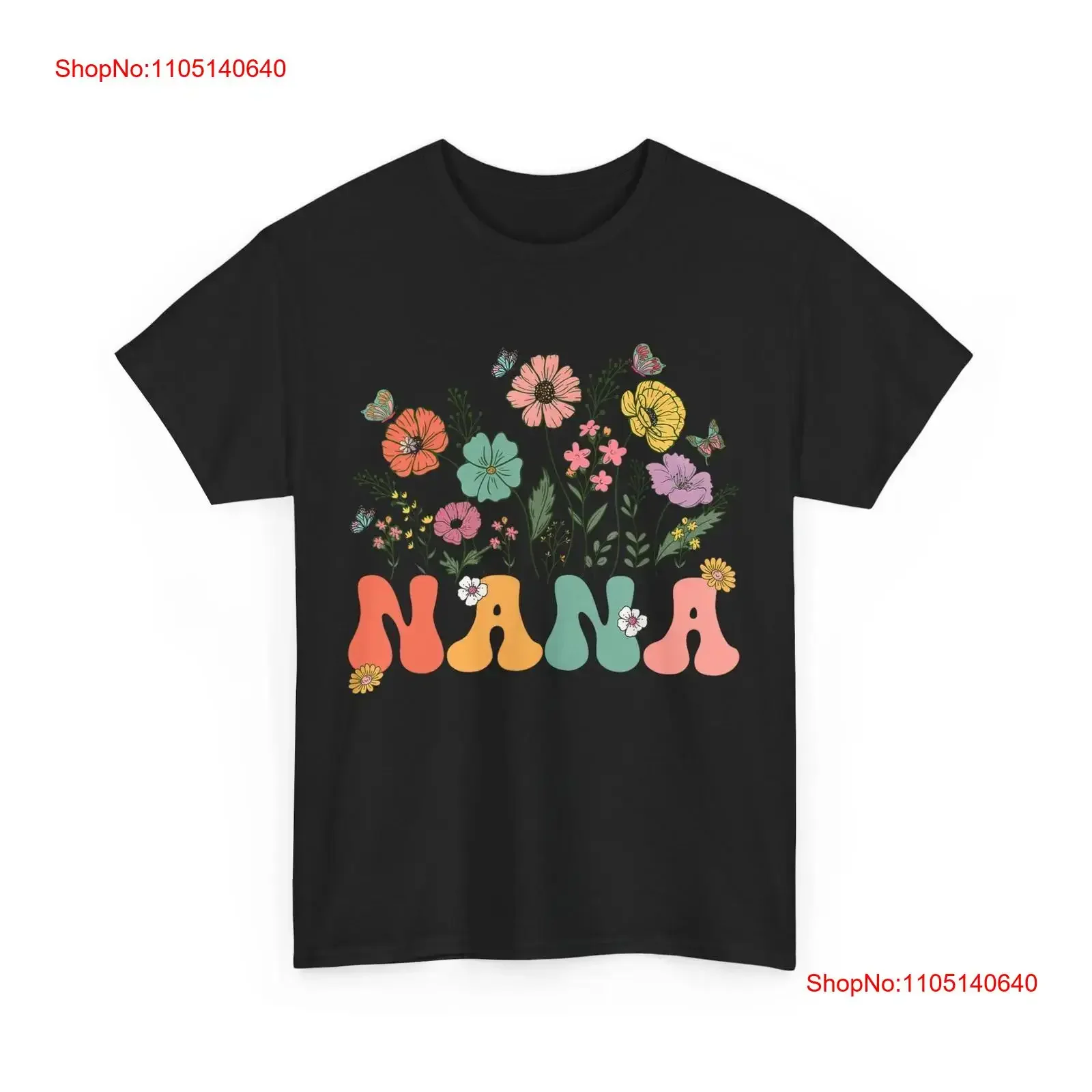 نانا تي شيرت عيد الأم للجدة الزهرة البرية الأزهار المرأة لطيف خمر غسلها امتدت لينة مريحة تنوعا قليلا #1