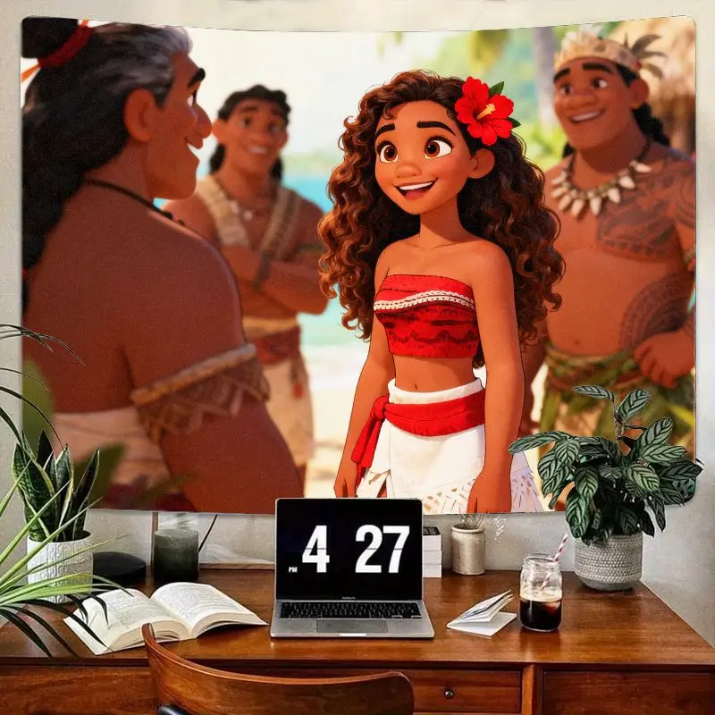 

1 шт. гобелен полинезийской принцессы Диснея Моаны, настенный художественный декор с тропическими приключениями для детской комнаты, спальни, общежития, подарок фанату.