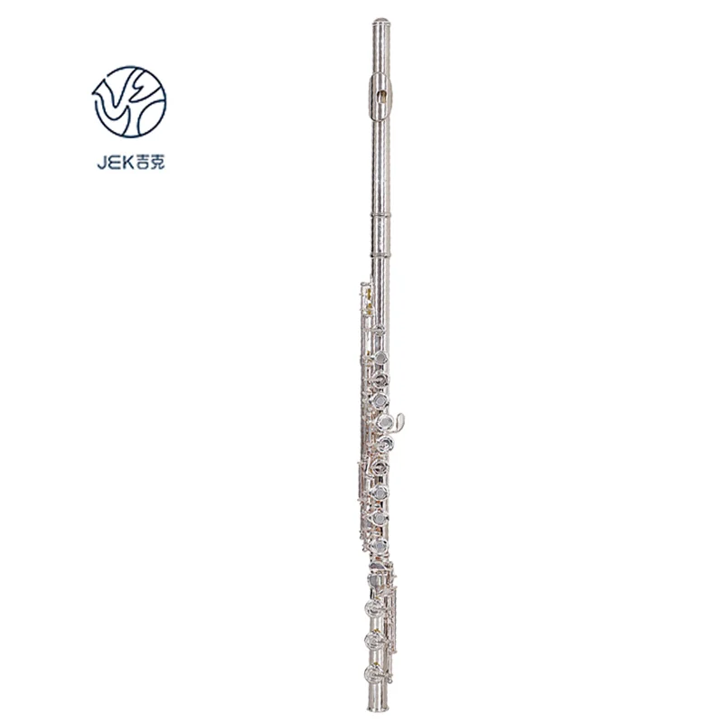 Jike Jek flute 17 key g4rbes curved opening embossing French key silver tube c-tone flute plus e key B tail