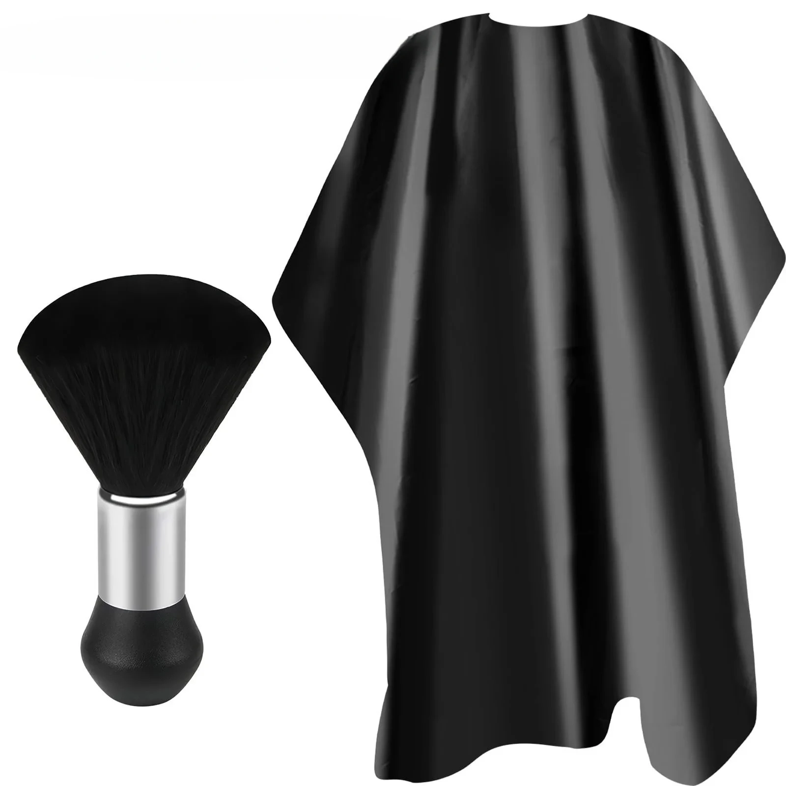 

Professional Salon-Grade Black Haircut Cape with Neck Duster Brush Waterproof Anti-static Durable Men's Barber Accessories