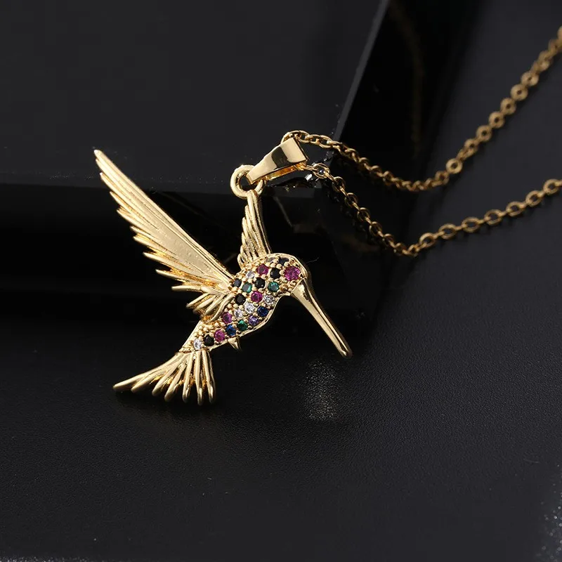 Ole 316L Stainless Steel Gold Plated Hummingbird Bird Pendant Necklace For Women Fashion Girls Woodpecker Clavicle Chain Sexy