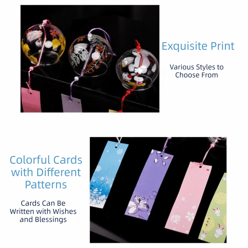 Handmade Handmade Glass Wind Chime Glass Painting Pendant Design Wind Bell Kawaii Style Music Bell Sound Door Decoration